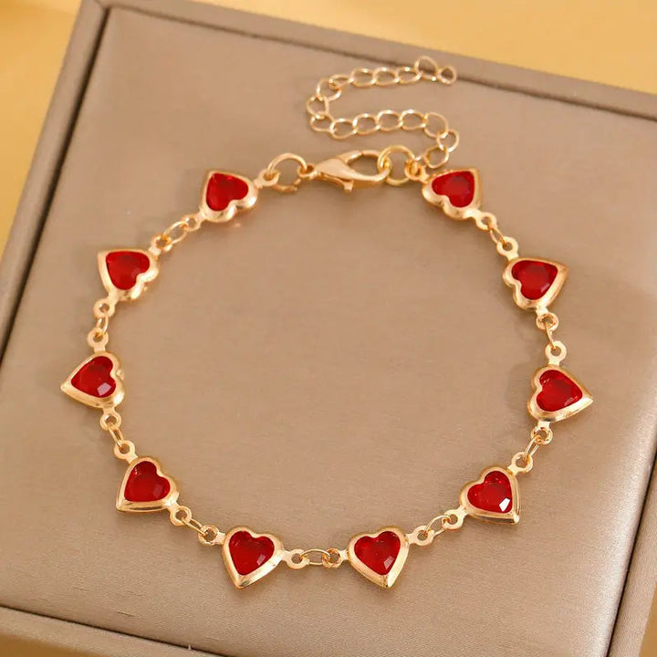 Bracelet en cœur de rubis doré