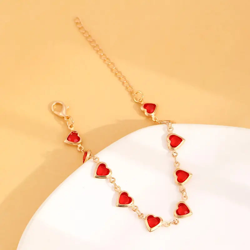 Bracelet en cœur de rubis doré