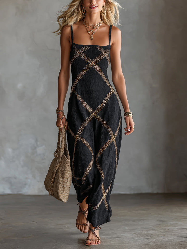 Vittoria – Robe Géométrique Noir Chameau