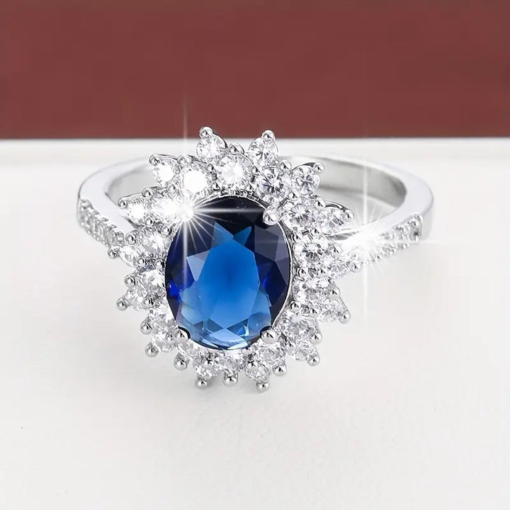 Bague Halo avec Saphir Doré