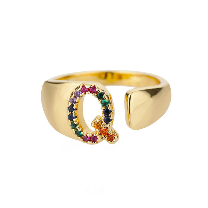 Bague avec Lettre Personnalisée en Acier Inoxydable