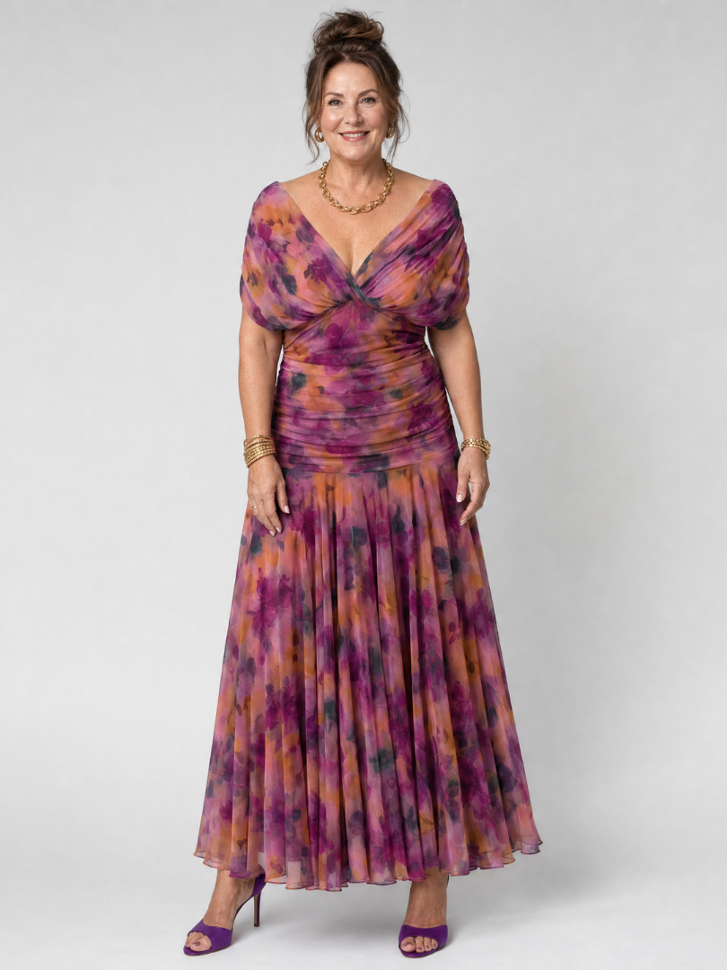 Calen | Robe Midi Décontractée à Épaules Nues