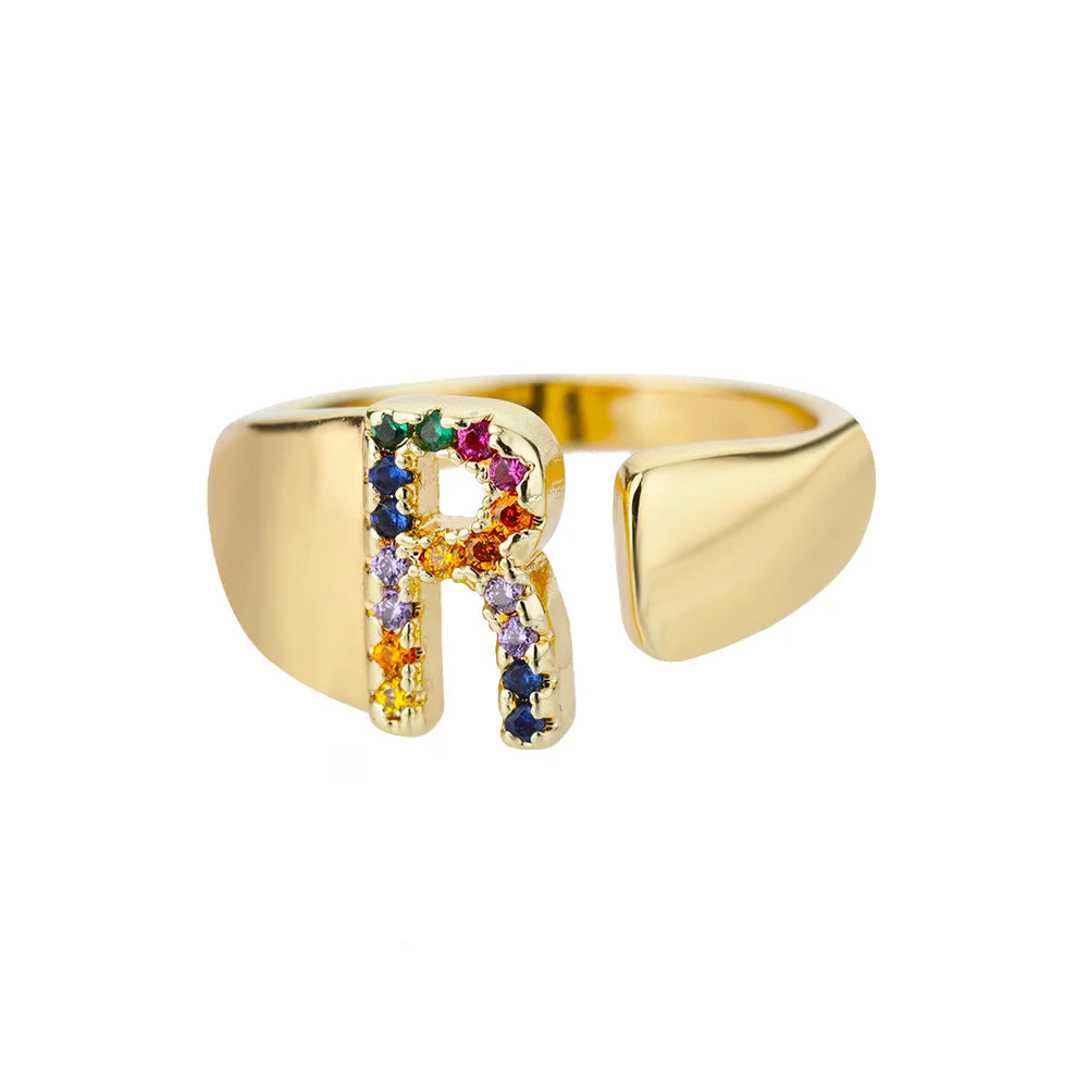 Bague avec Lettre Personnalisée en Acier Inoxydable