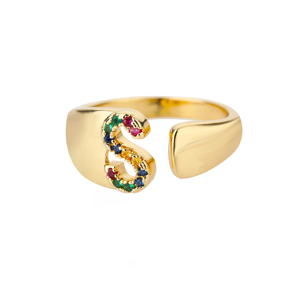 Bague avec Lettre Personnalisée en Acier Inoxydable