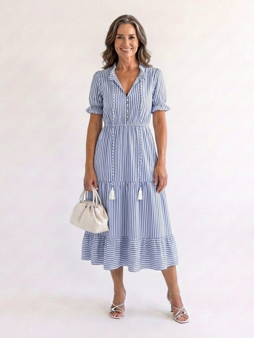 Dakota | Robe midi à manches courtes et à rayures