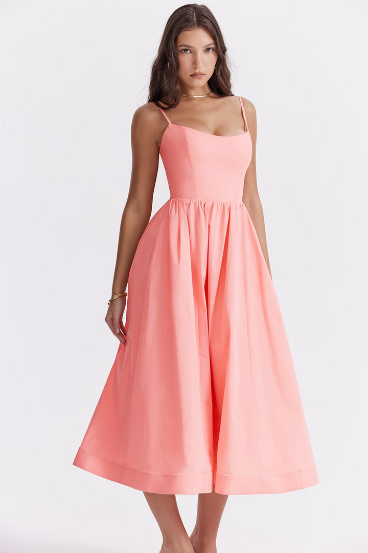 ESTELLE | Robe Midi Été Élégante Corset