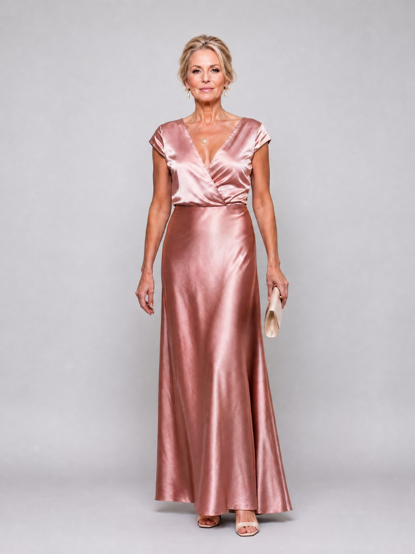 Samouse | Robe Maxi à Manches Courtes et Corps Croisé