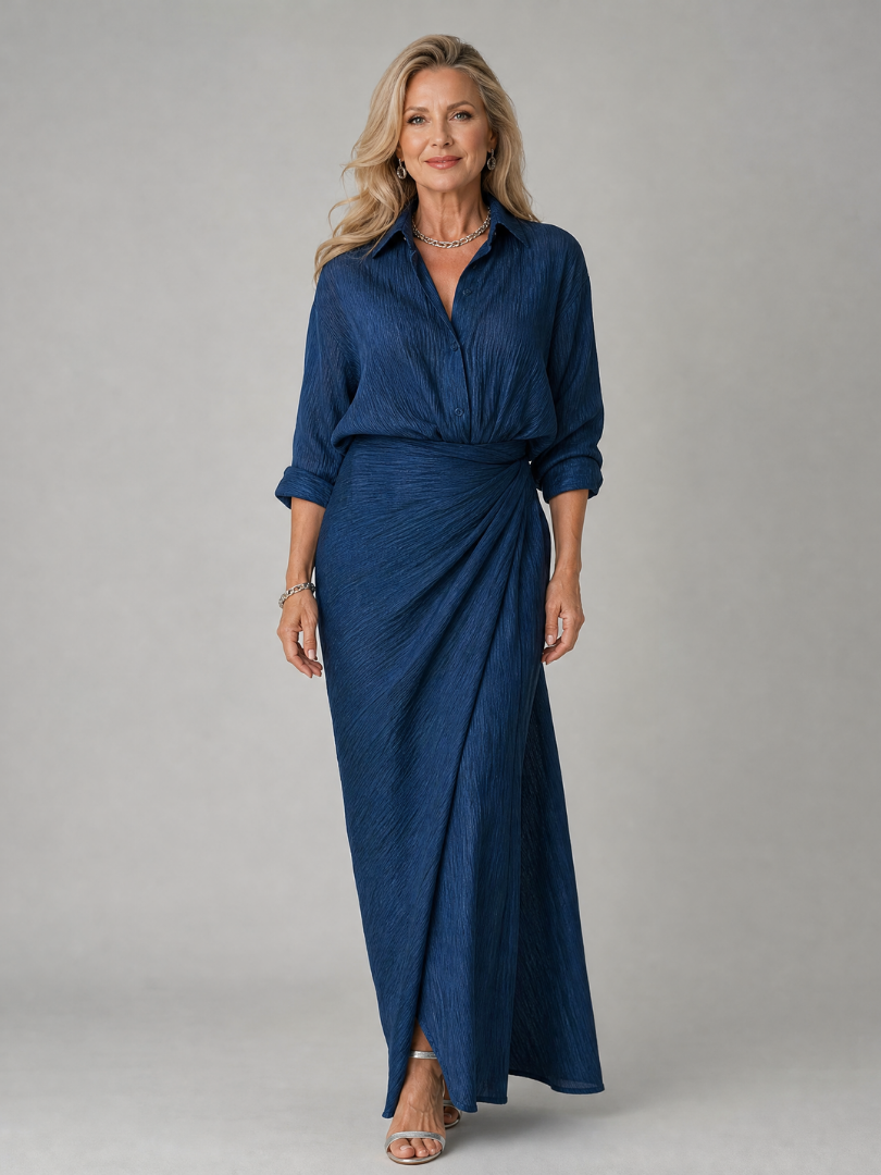 Mirque | Robe Maxi à Manches Longues avec Enveloppement
