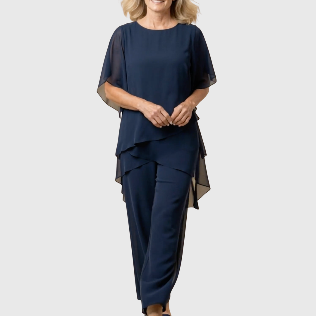 Linda | Ensemble avec pantalons palazzo drapés