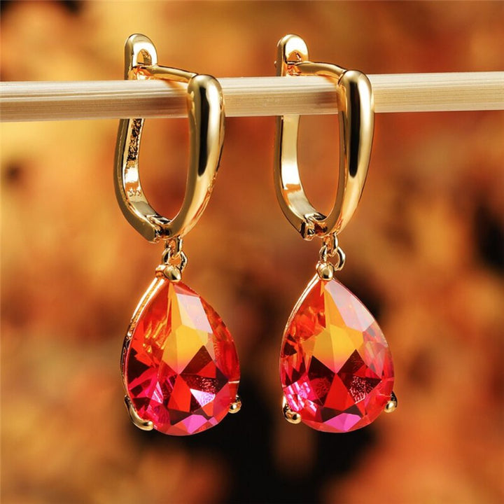 PAIRE DE BOUCLES D'OREILLES PENDANTES EN TOPAZE BICOLOR