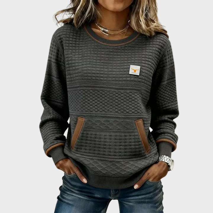 Mies - Sweatshirt structuré en couleur bloc avec col rond
