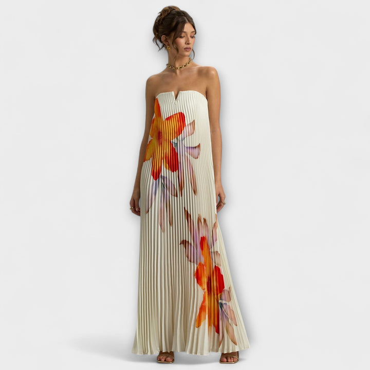 Michelle - Robe Maxi Coeur en fleur orange
