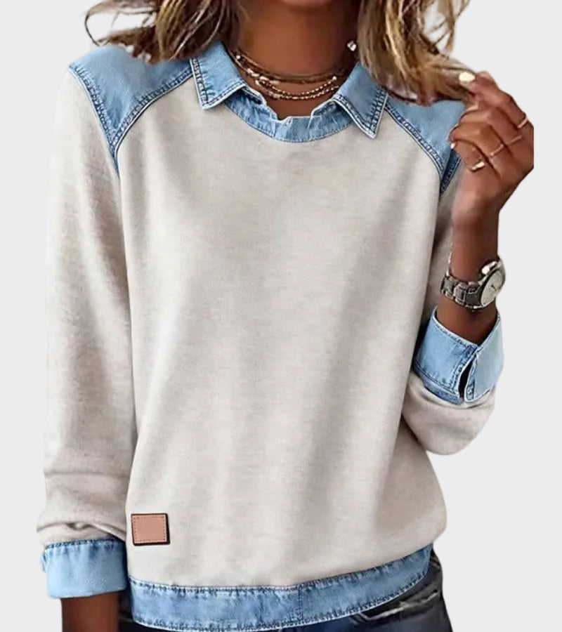 Ravit - Blouse en jean tissée à manches longues
