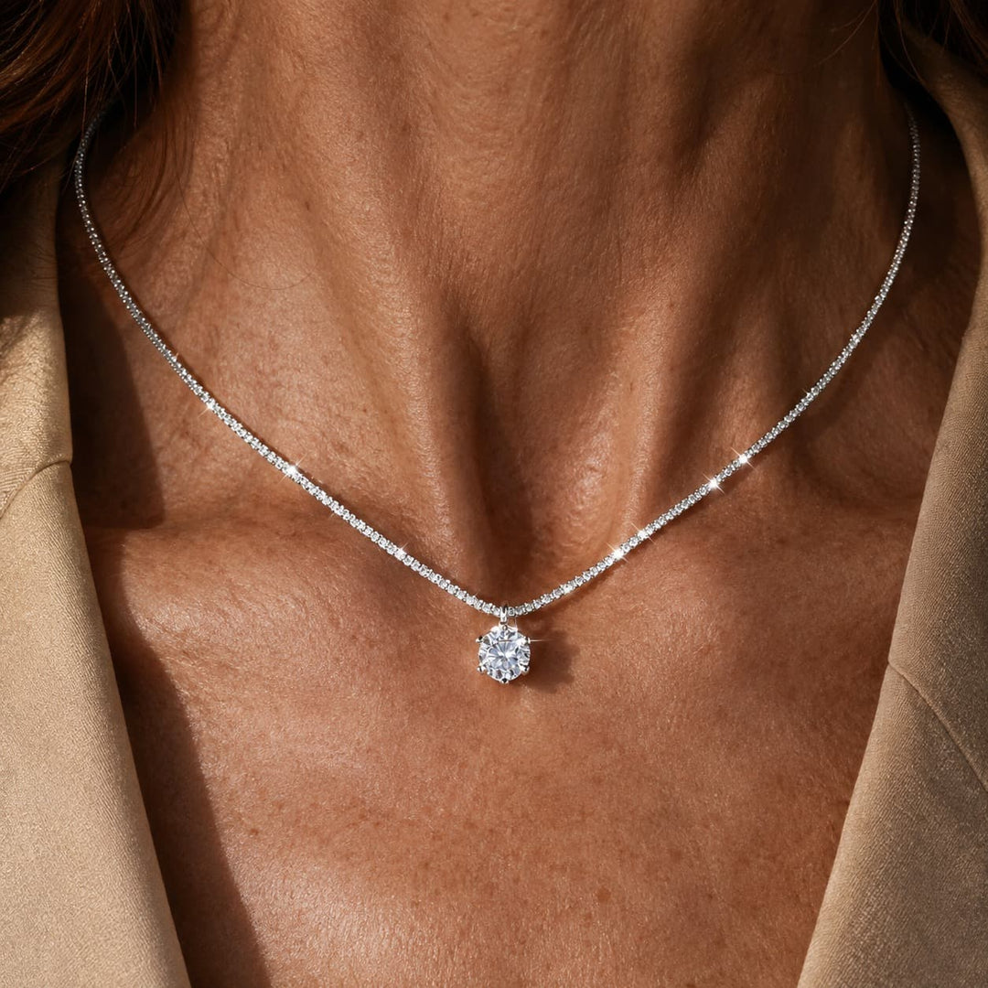 Collier Éternité avec Zircons en Or Blanc