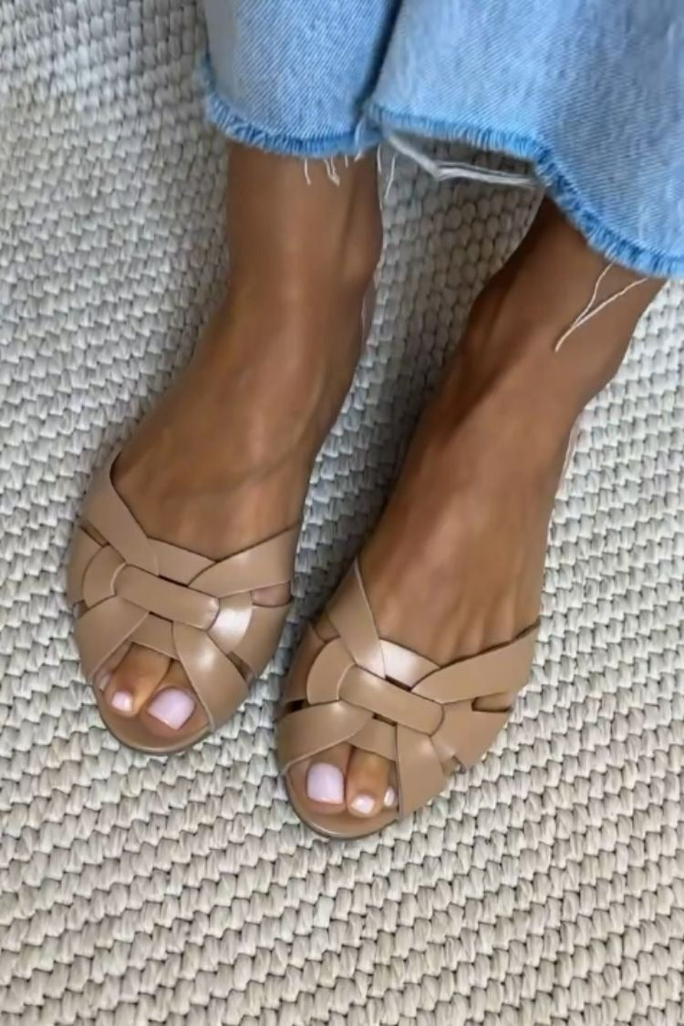 Sandales tressées Serafina en cognac