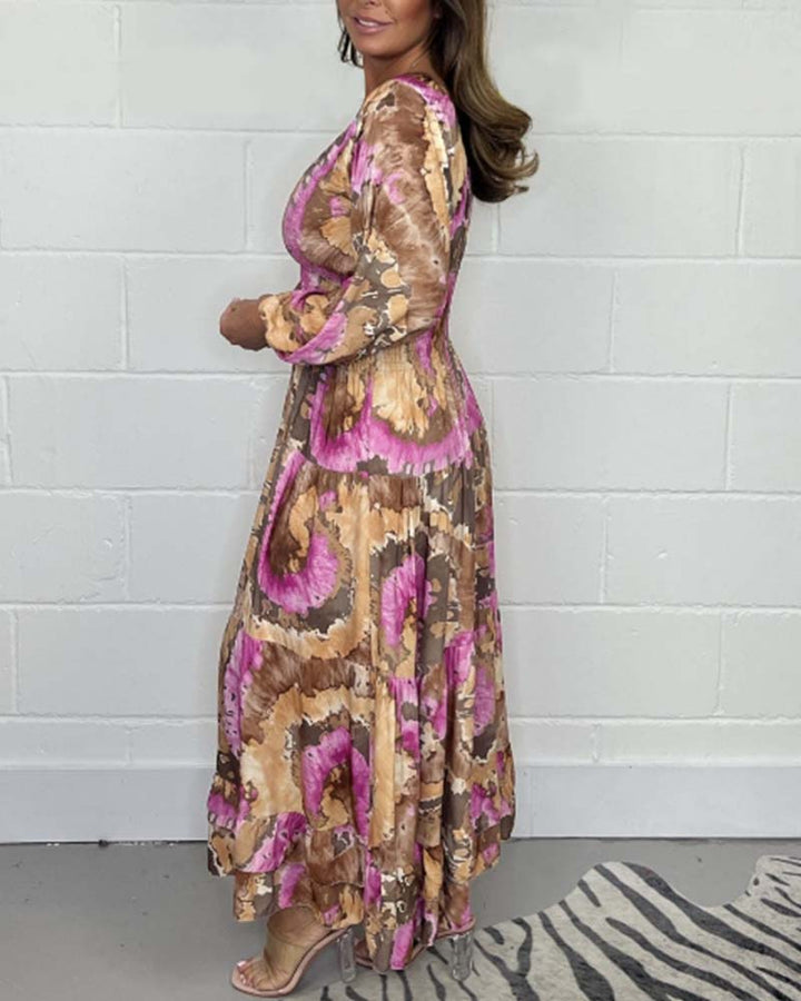 Élodie™ | Robe Maxi Colorée avec Décolleté en V Profond