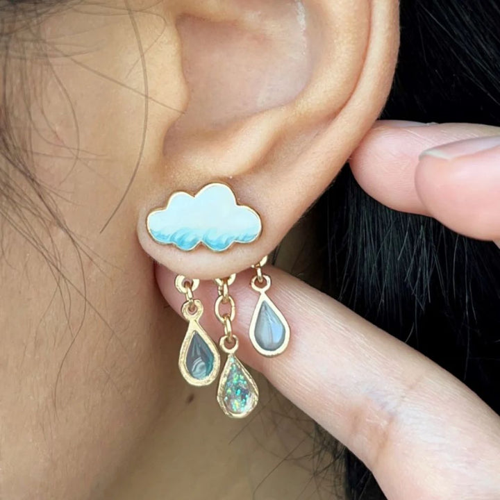 PAIRE DE BOUCLES D'OREILLES EN FORME DE GOUTTE DE PLUIE