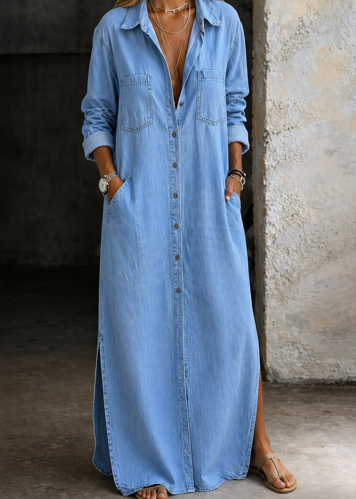 Mila | Robe Maxi en Denim