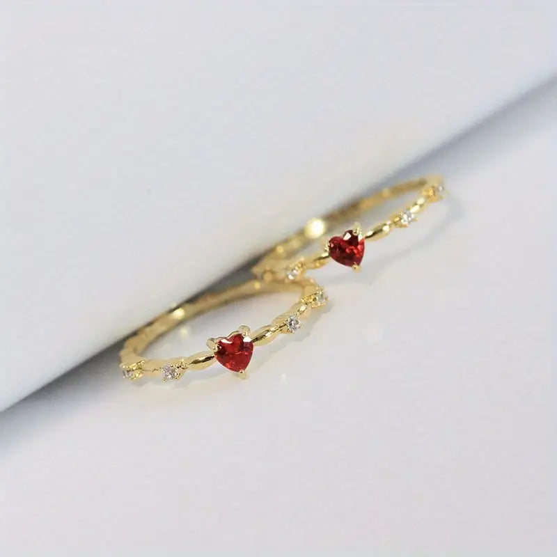Bague Cœur avec Rubis Doré
