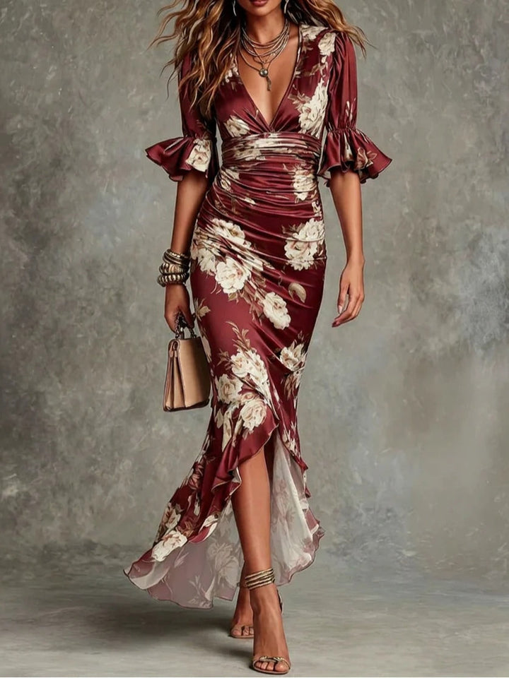 Camelia • Robe en Satin Imprimé