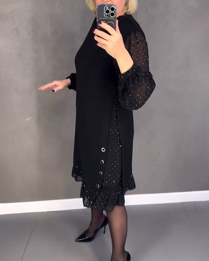 Gisèle™ | Élégante robe à pois à manches longues
