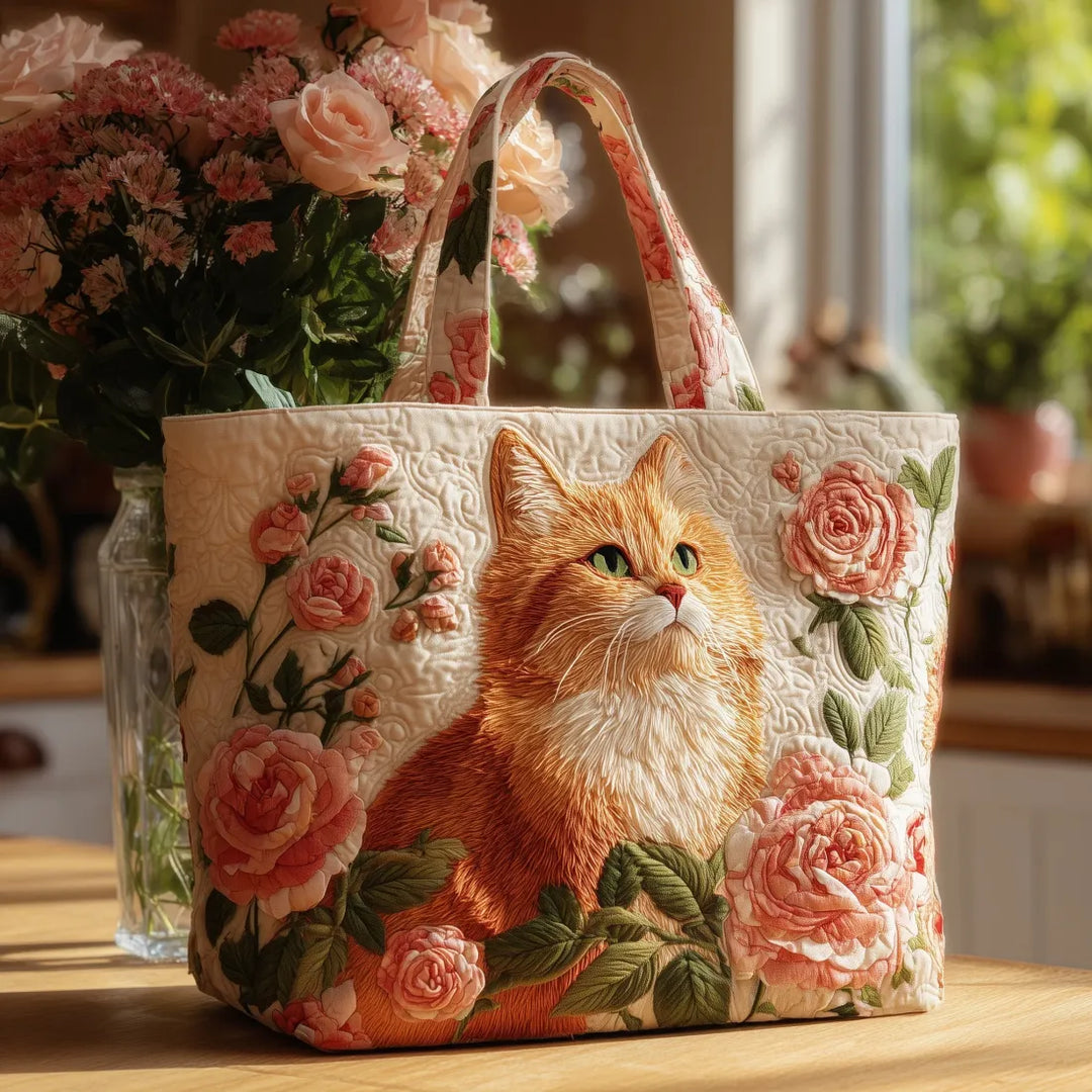 Sac artisanal - Chat Rouge avec Roses