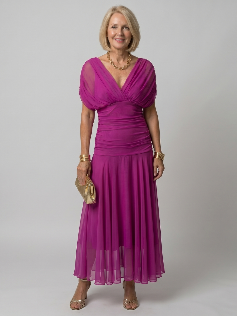 Calen | Robe Midi Décontractée à Épaules Nues