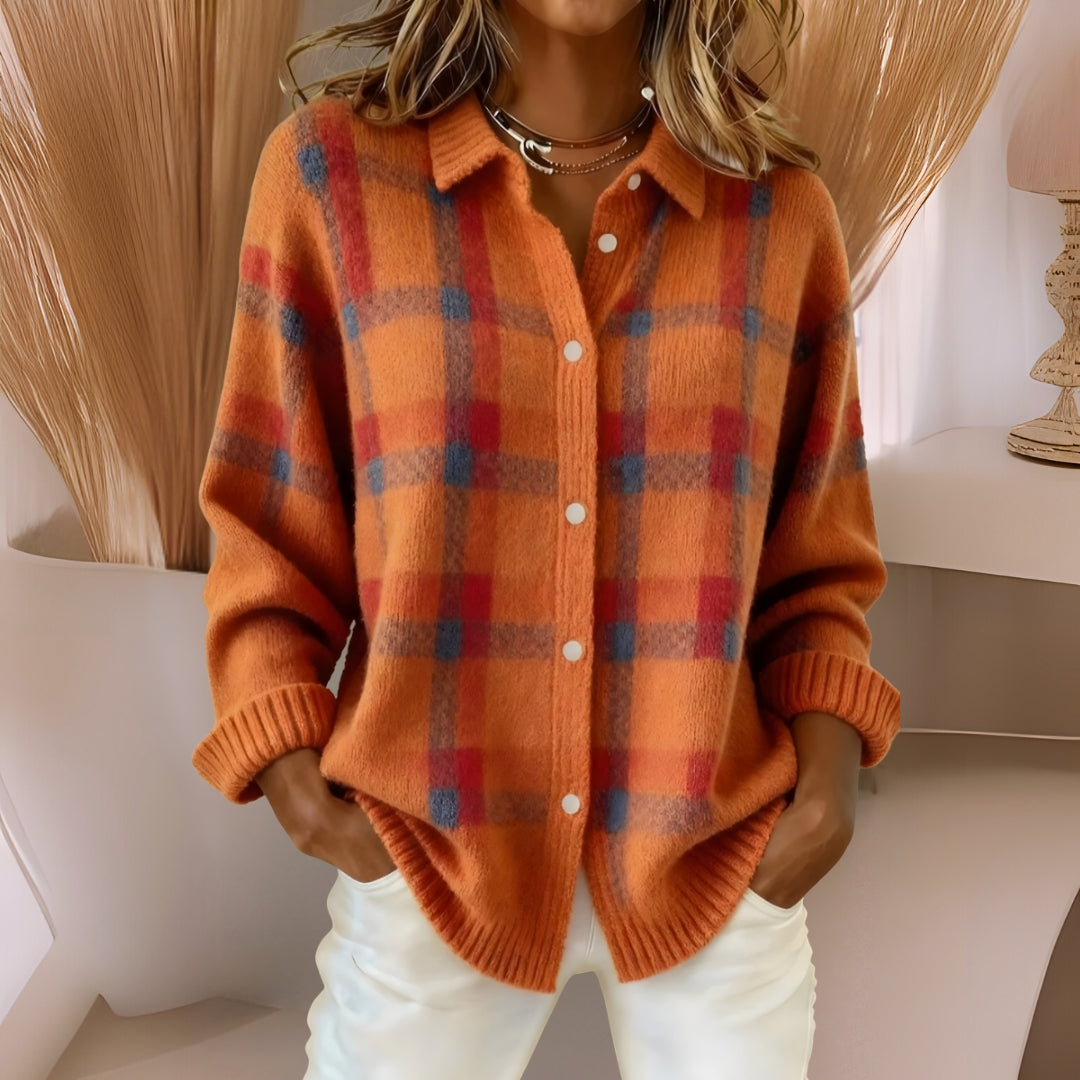 Anna™ | Cardigan en tricot doux avec motif à carreaux