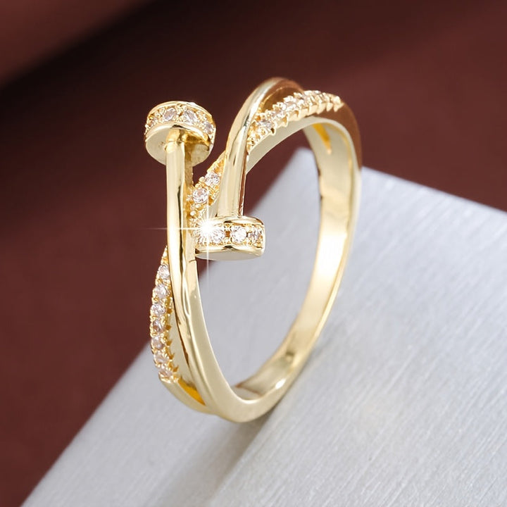 Bague croisée en or blanc avec zircons