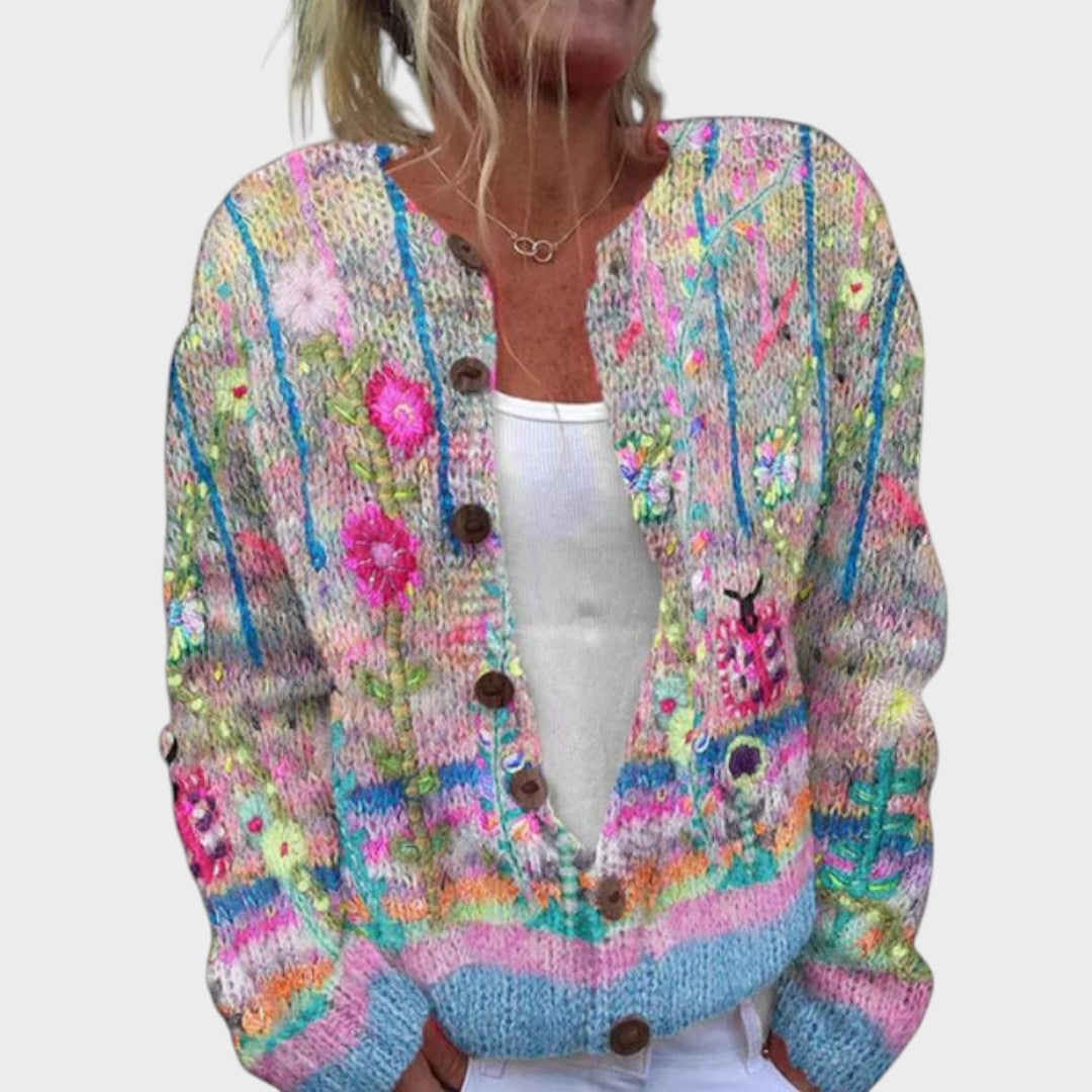 Teresa - Cardigan fleuri d'automne