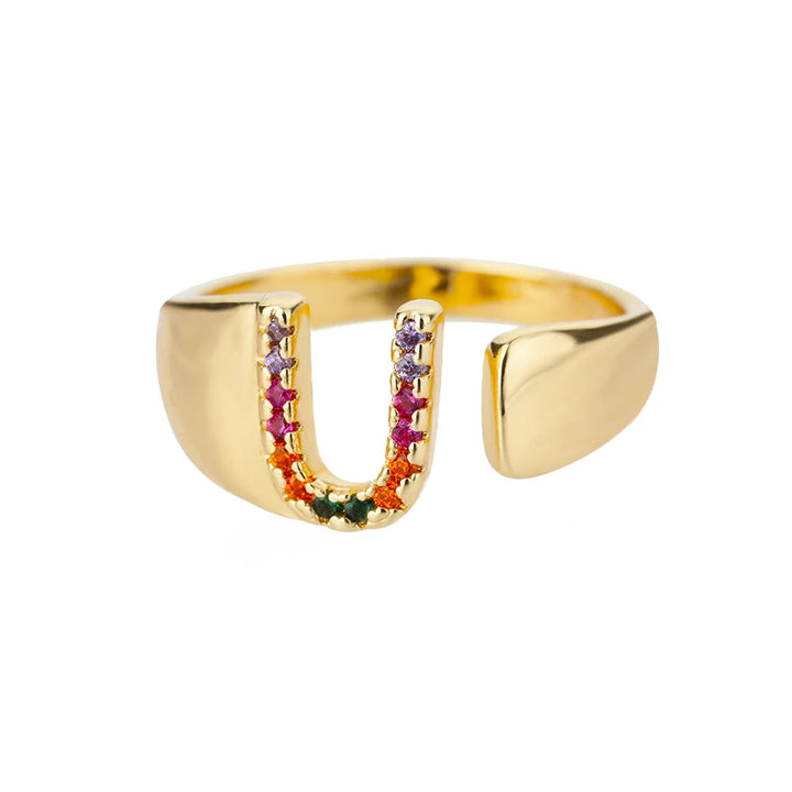 Bague avec Lettre Personnalisée en Acier Inoxydable