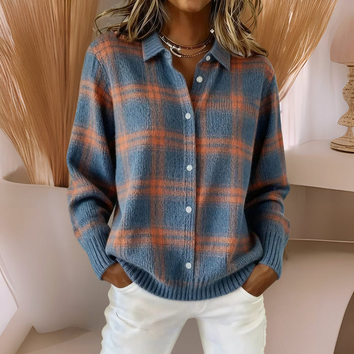 Anna™ | Cardigan en tricot doux avec motif à carreaux