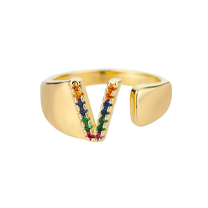 Bague avec Lettre Personnalisée en Acier Inoxydable