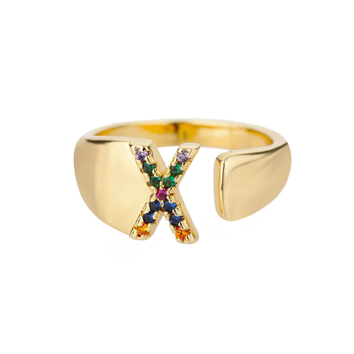 Bague avec Lettre Personnalisée en Acier Inoxydable