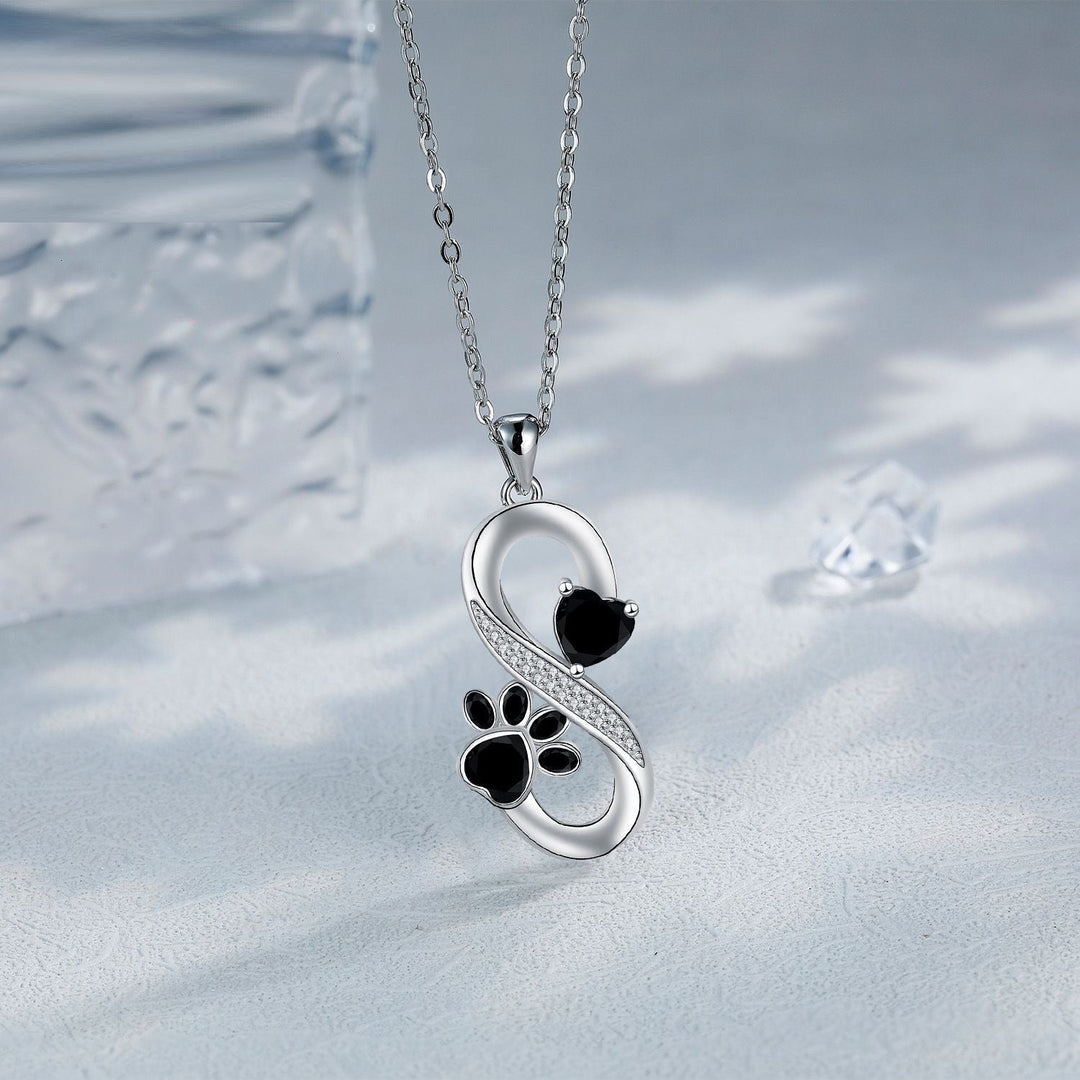 Collier Symbole Infini Coeurs Empreinte de Patte