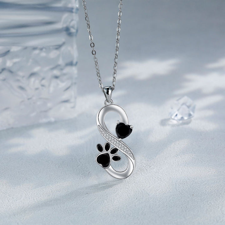 Collier Symbole Infini Coeurs Empreinte de Patte