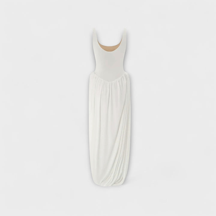 Maxi robe avec jupe drapée et fente latérale