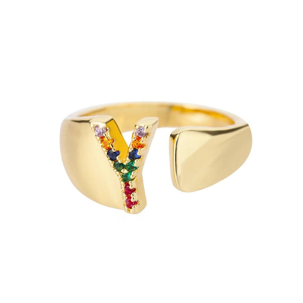 Bague avec Lettre Personnalisée en Acier Inoxydable