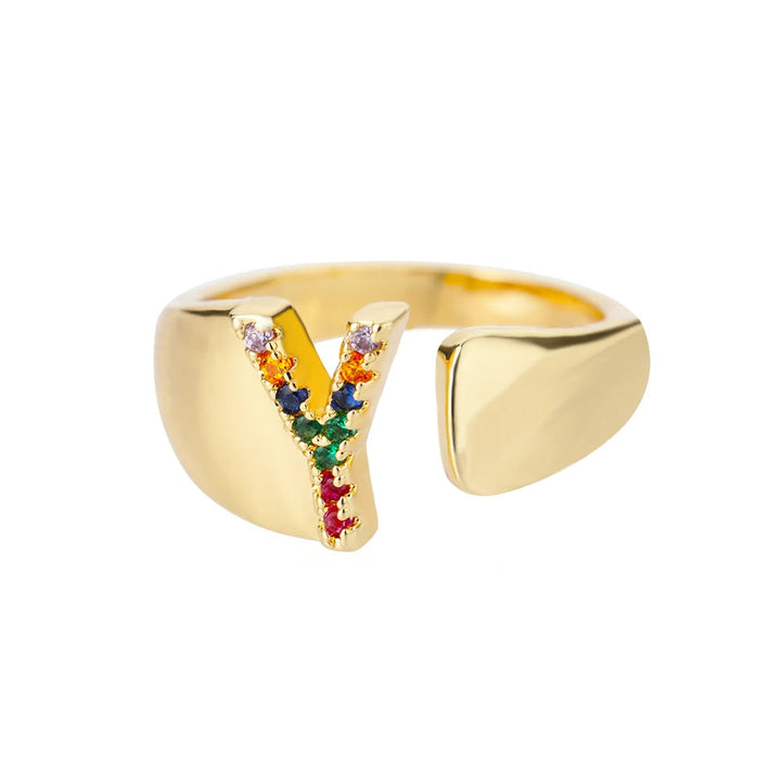 Bague avec Lettre Personnalisée en Acier Inoxydable
