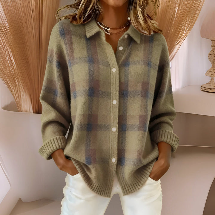 Anna™ | Cardigan en tricot doux avec motif à carreaux
