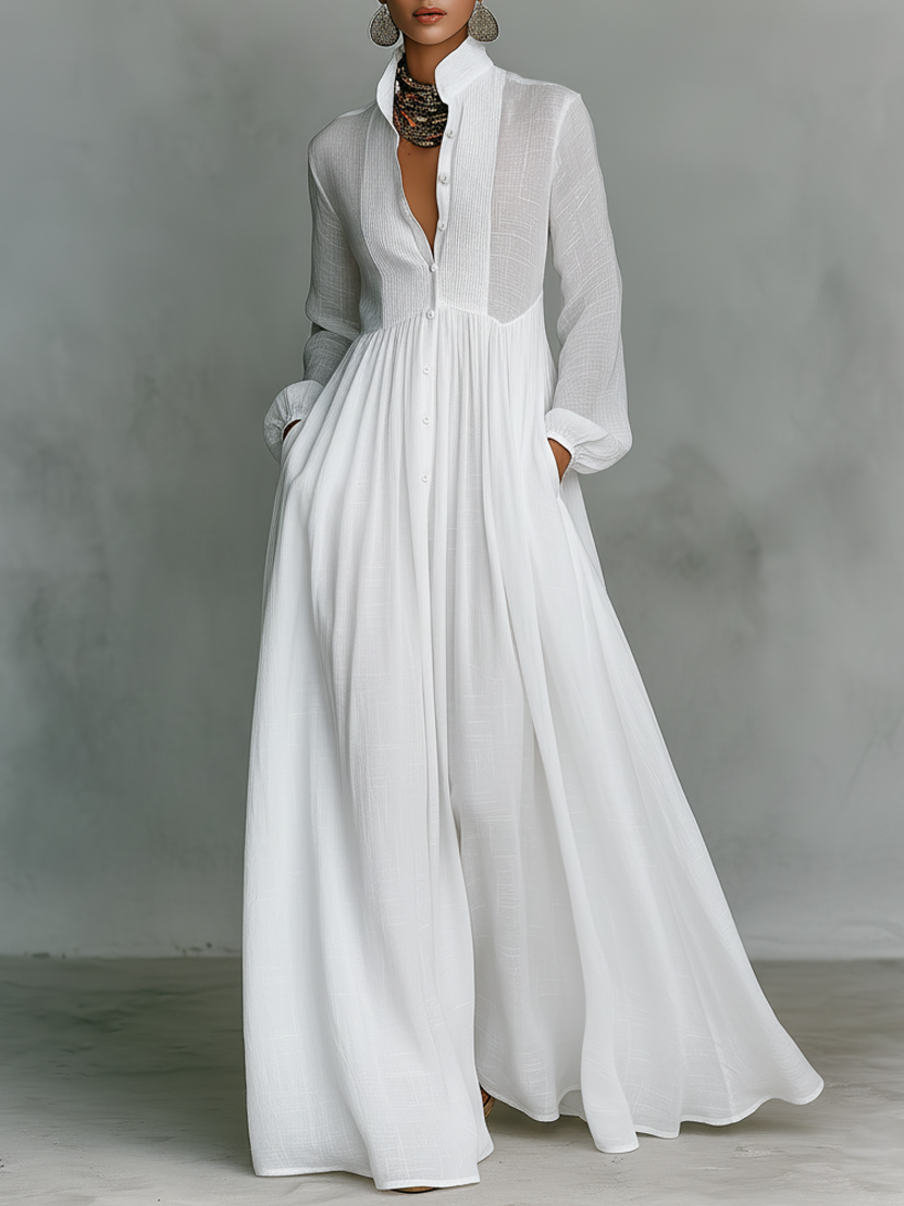 Robe Maxi Patchwork Col Montant