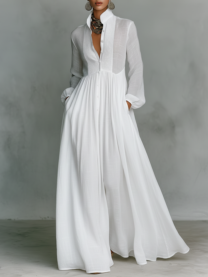 Robe Maxi Patchwork Col Montant