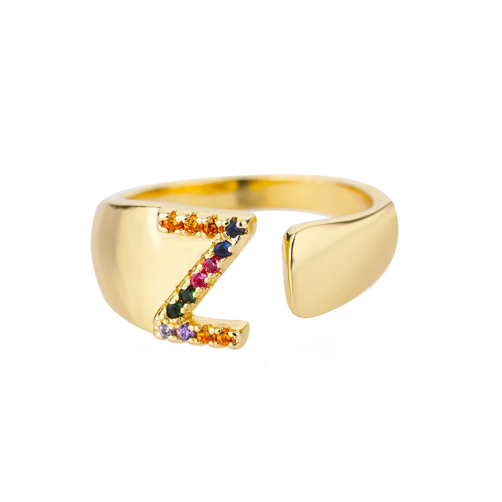 Bague avec Lettre Personnalisée en Acier Inoxydable