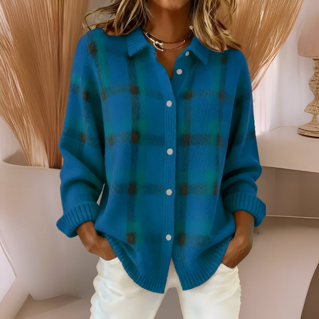 Anna™ | Cardigan en tricot doux avec motif à carreaux