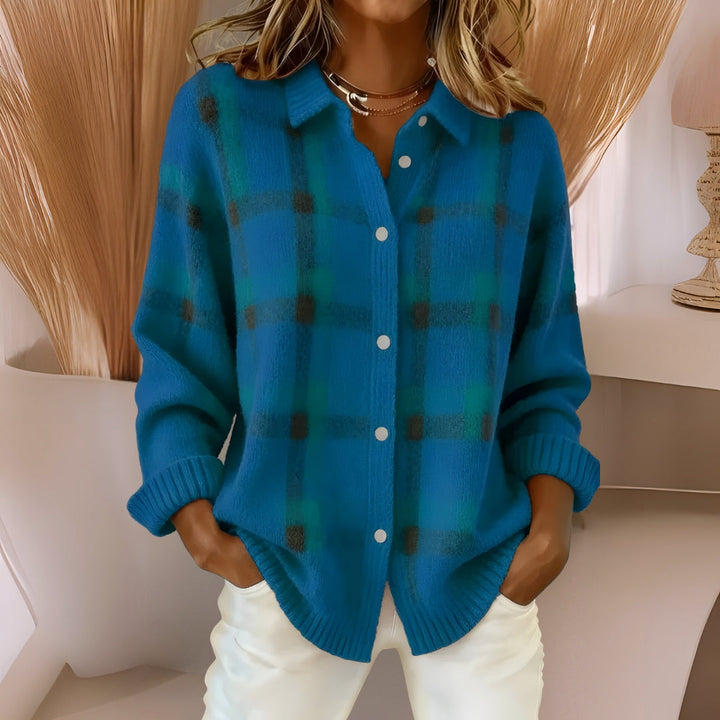Anna™ | Cardigan en tricot doux avec motif à carreaux