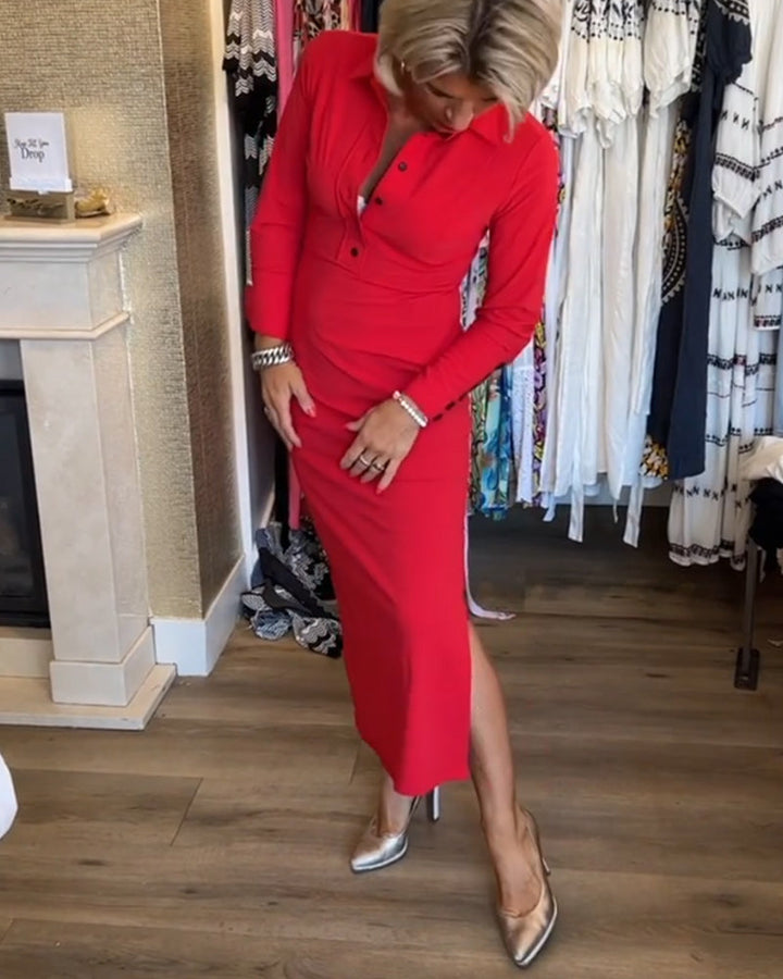 Camille™ | Robe Élégante Unie avec Fente