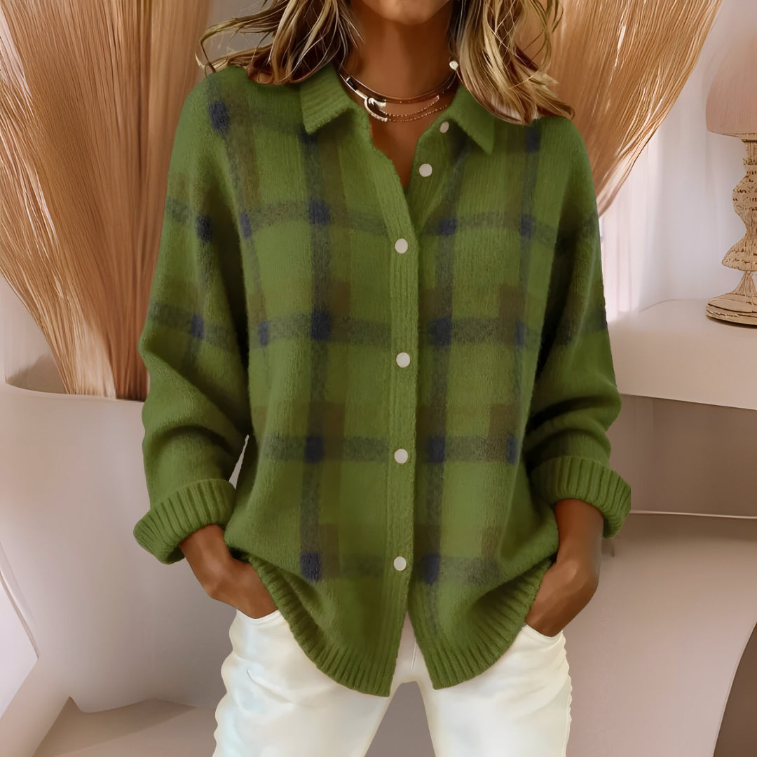 Anna™ | Cardigan en tricot doux avec motif à carreaux
