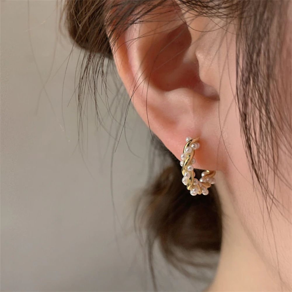 Torsadé Perles Boucles d'Oreilles (Paire)