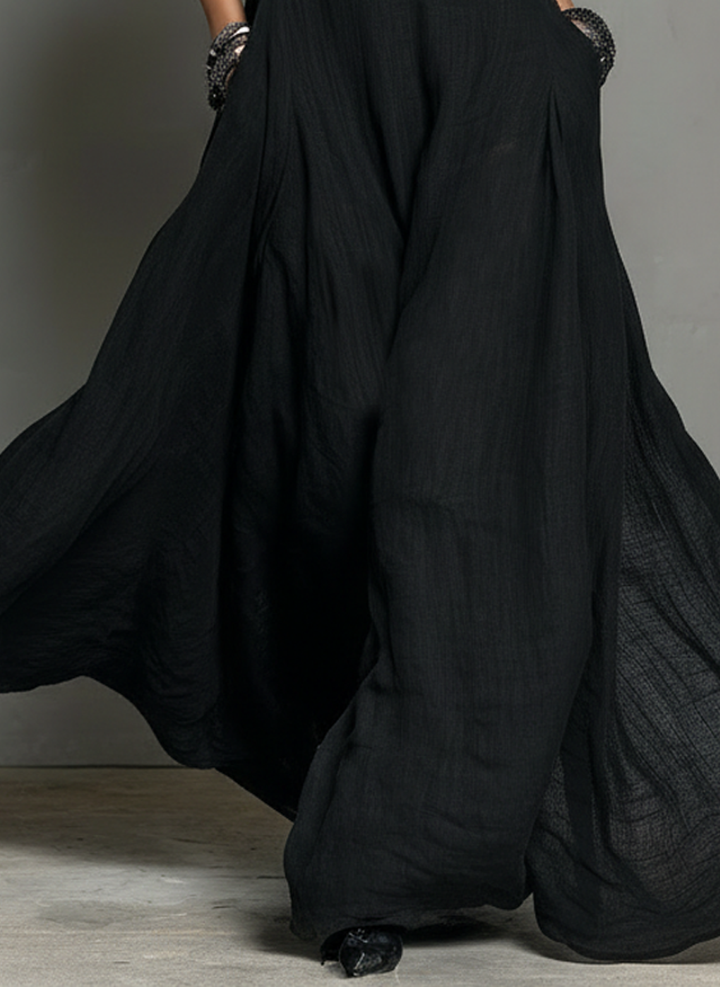 Robe Maxi Sans Manches en Mélange de Lin Minimaliste pour Femmes MDZ2210A0Y