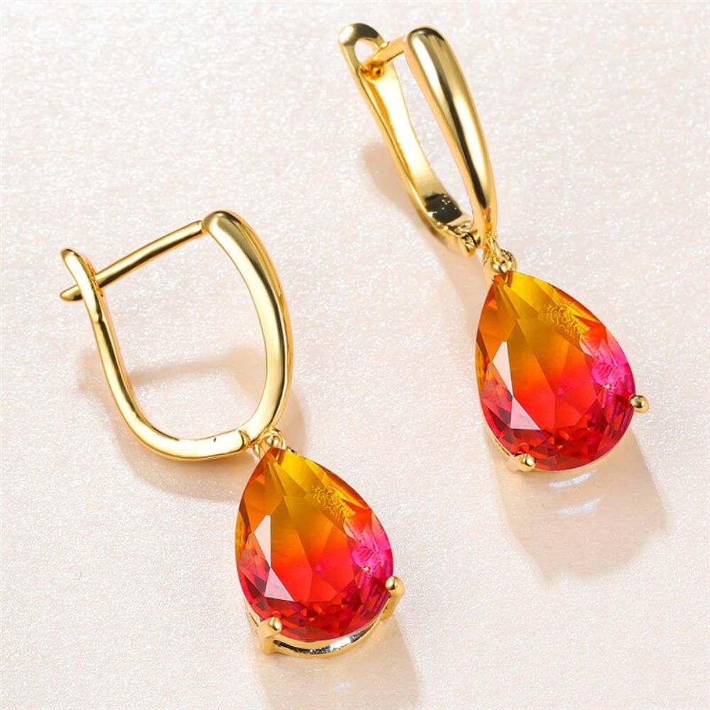 PAIRE DE BOUCLES D'OREILLES PENDANTES EN TOPAZE BICOLOR